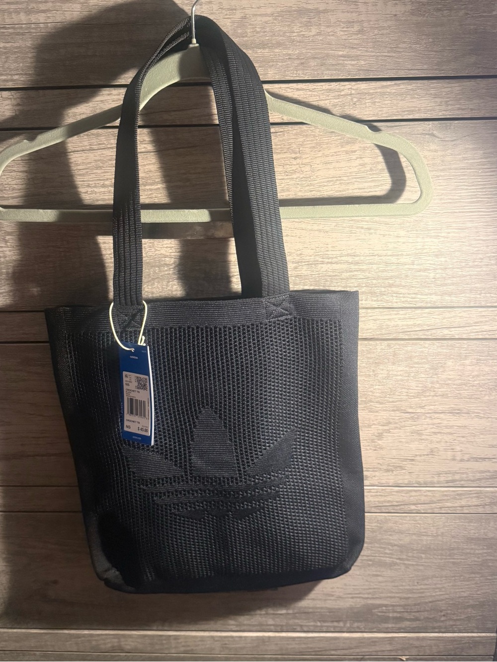 adidas Black Mesh Trefoil Messenger Tote